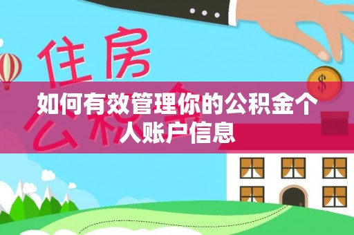 猇亭如何有效管理你的公积金个人账户信息