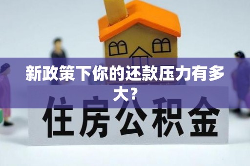猇亭新政策下你的还款压力有多大？